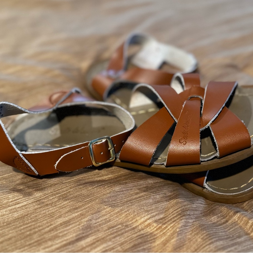 Saltwater Brown Leather Sandals by Hoy